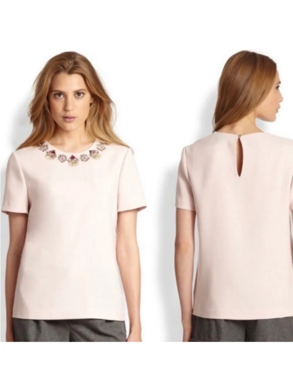 Kate Spade Women’s Top Alexandria Pink Rhinestone Embellished Shirt Size 8